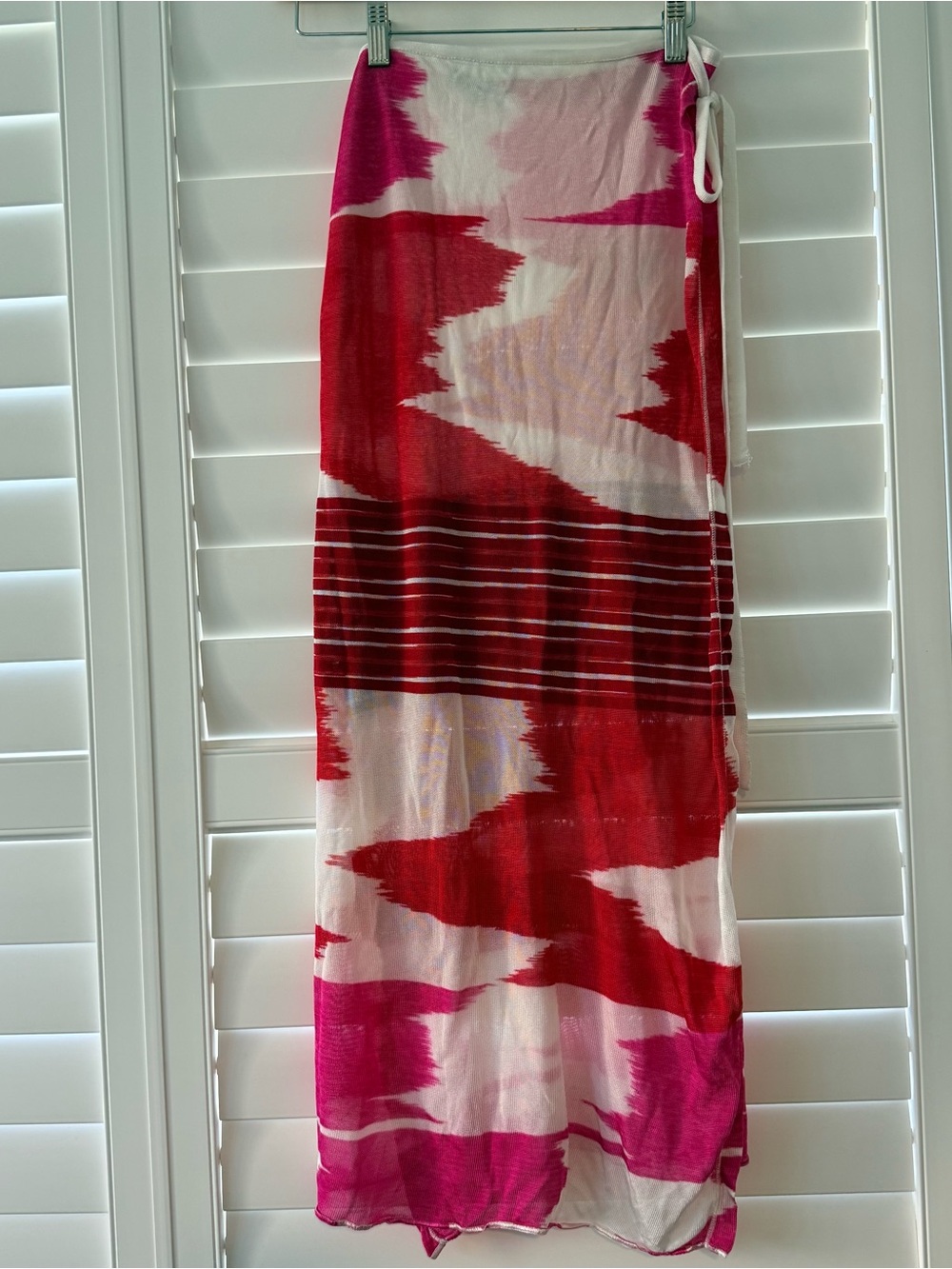 Missoni Sport Wrap Sarong Skirt Pink Red Ikat Knit Cover-Up Size M